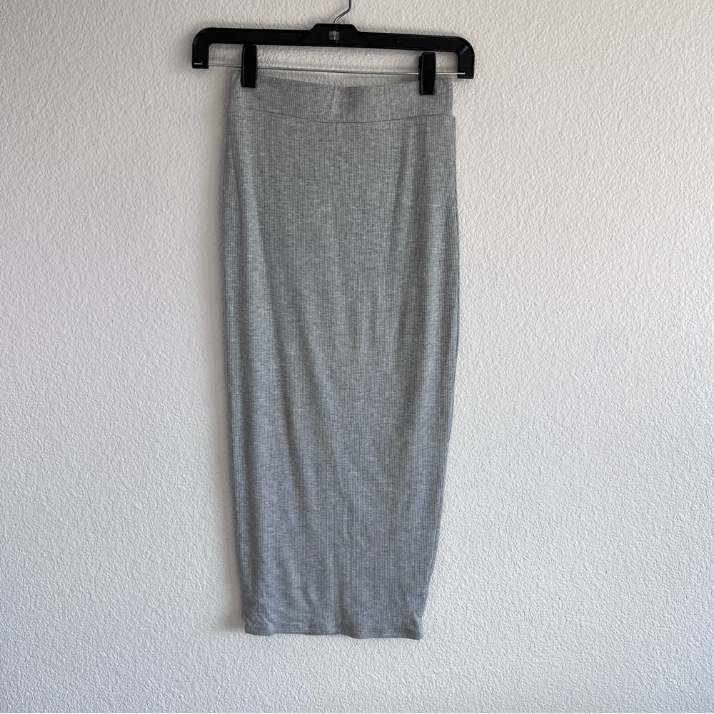 Naked Wardrobe Womens Ribbed Midi Bodycon Pencil Skirt